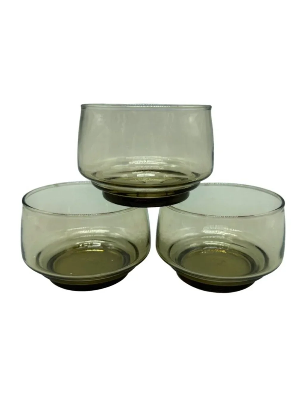 Set Of 3 Vintage Glass Bowls RARE VTG Libby Tawny Cups- Stackable, Very Simple